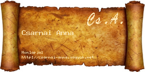 Csarnai Anna névjegykártya